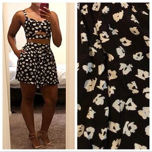 Adorable Black & White Floral Skirt & Crop Top